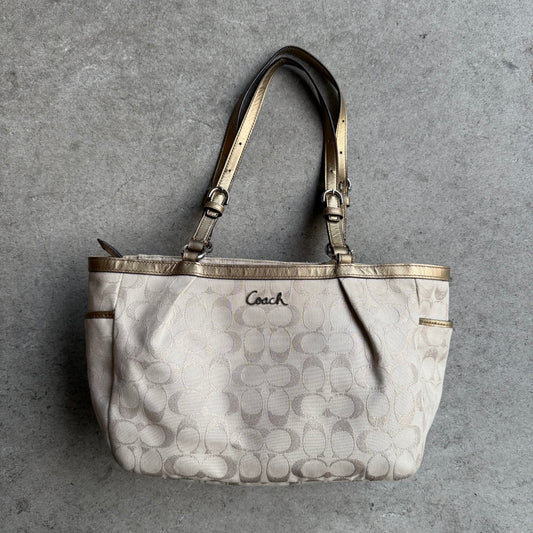 Coach Signature Gold Gallery East-West Tote