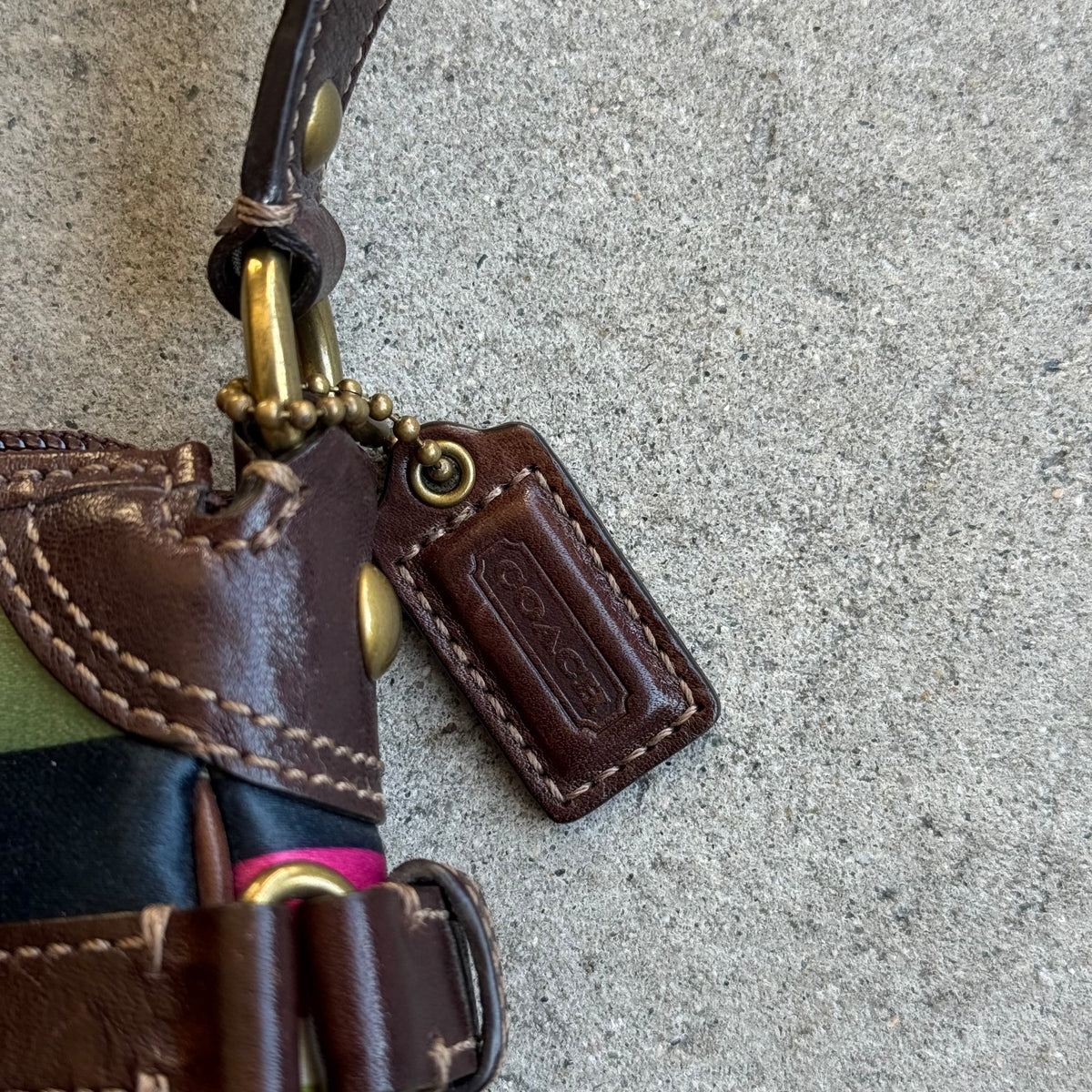 Vintage Coach Legacy Stripe Turnlock Mini Shoulder Bag