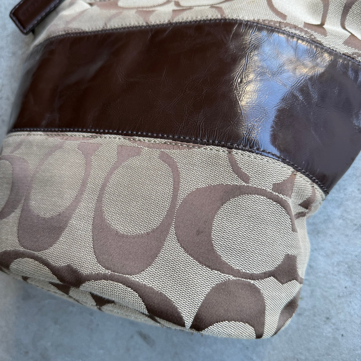 Vintage Coach Signature Rugby Duffel Shoulder Bag