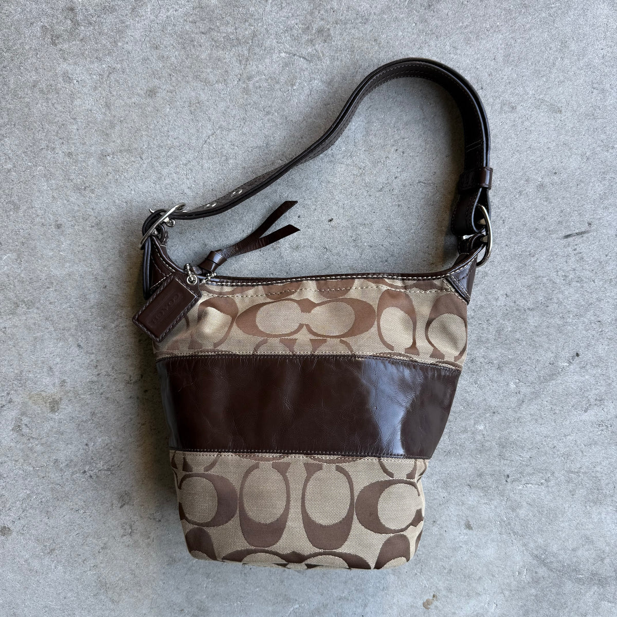 Vintage Coach Signature Rugby Duffel Shoulder Bag