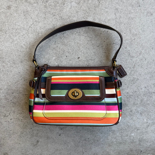 Vintage Coach Legacy Stripe Turnlock Mini Shoulder Bag