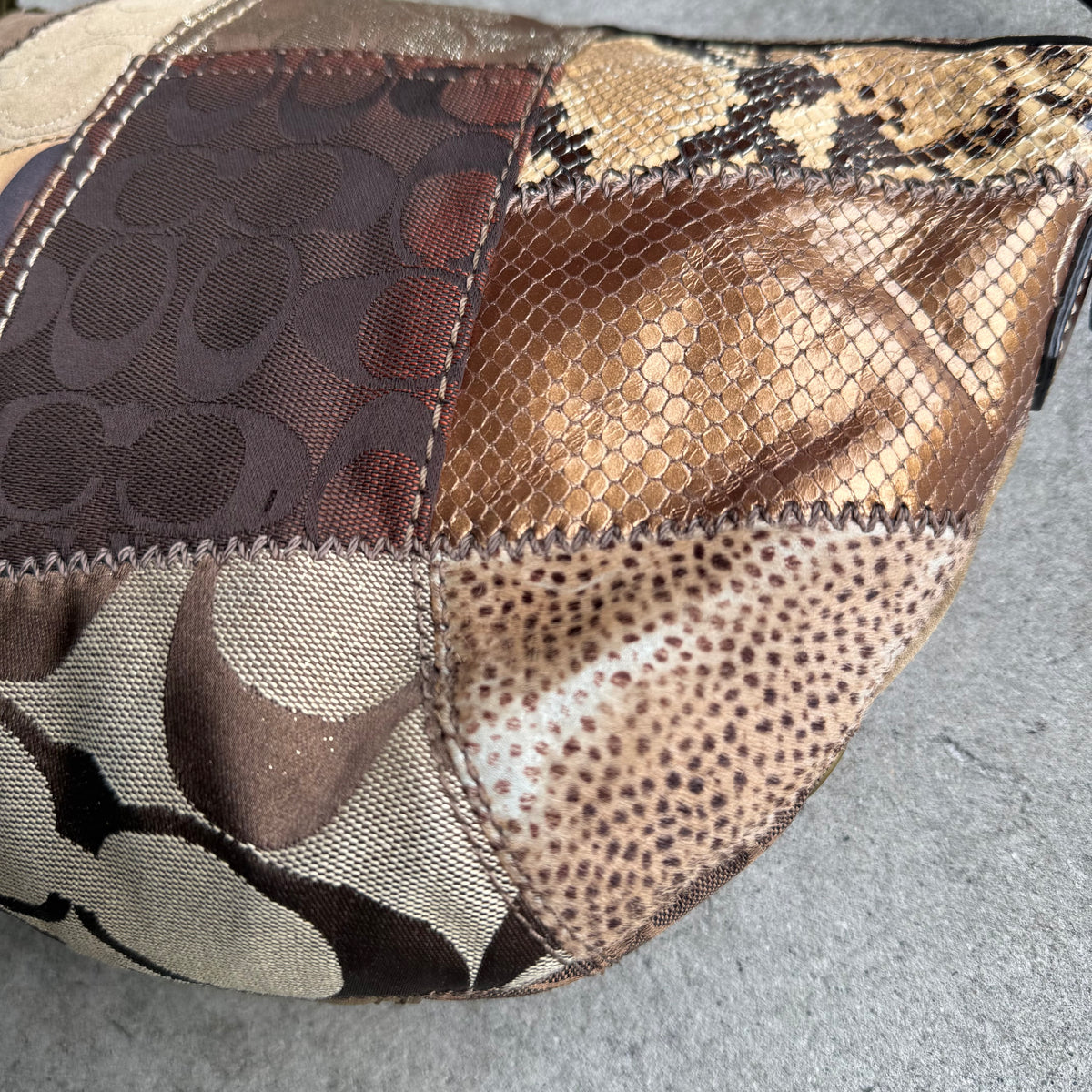 Vintage Coach Patchwork Leopard Hobo Bag
