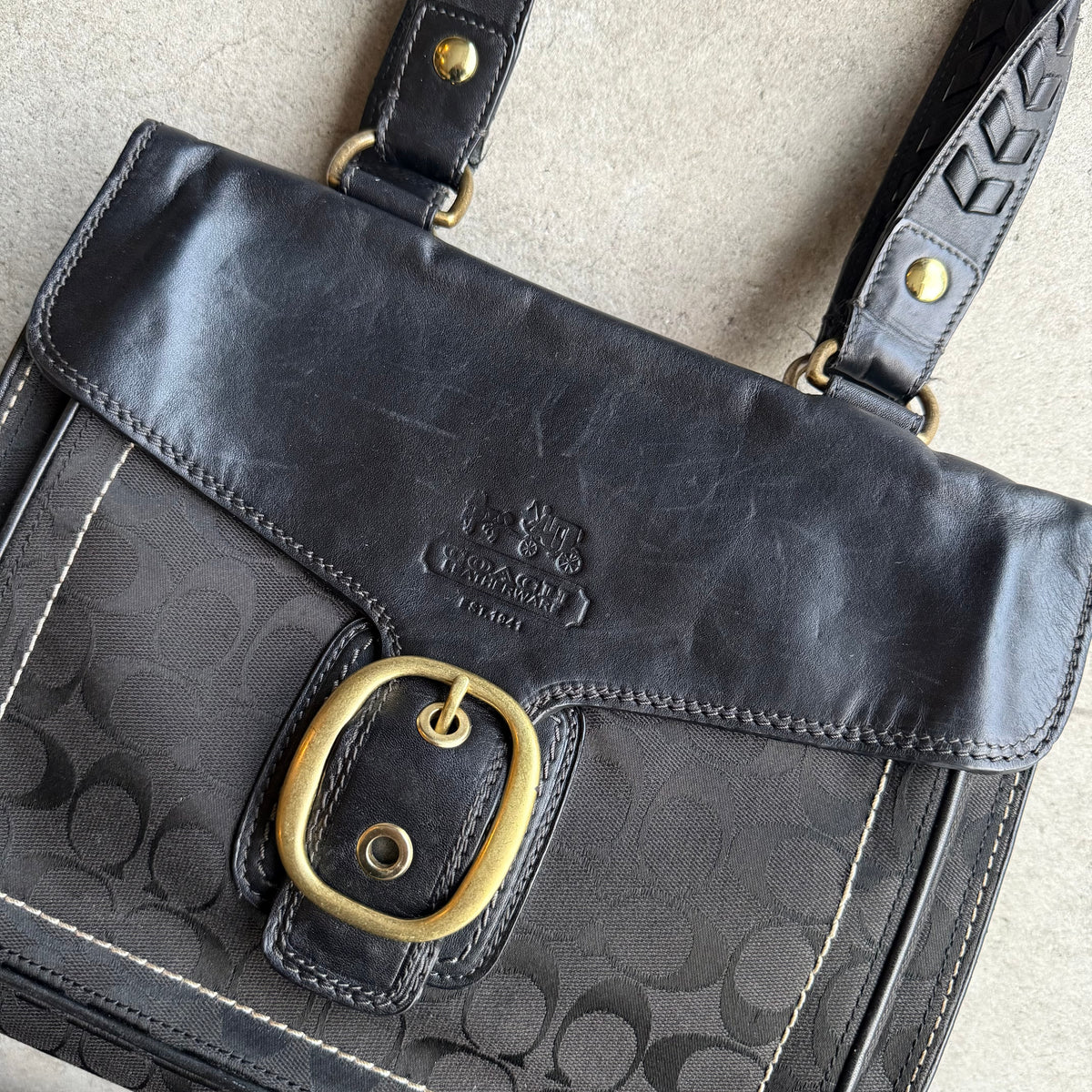 Vintage Coach Bleecker Signature Flap Shoulder Bag