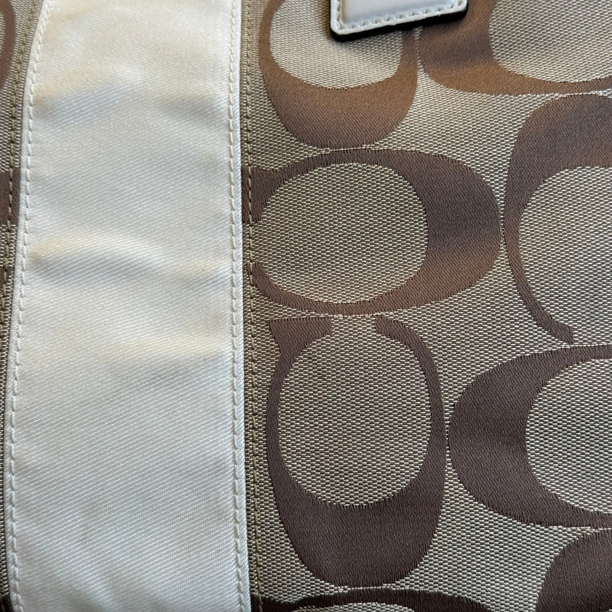 Vintage Coach Signature Stripe Kisslock Carryall Tote
