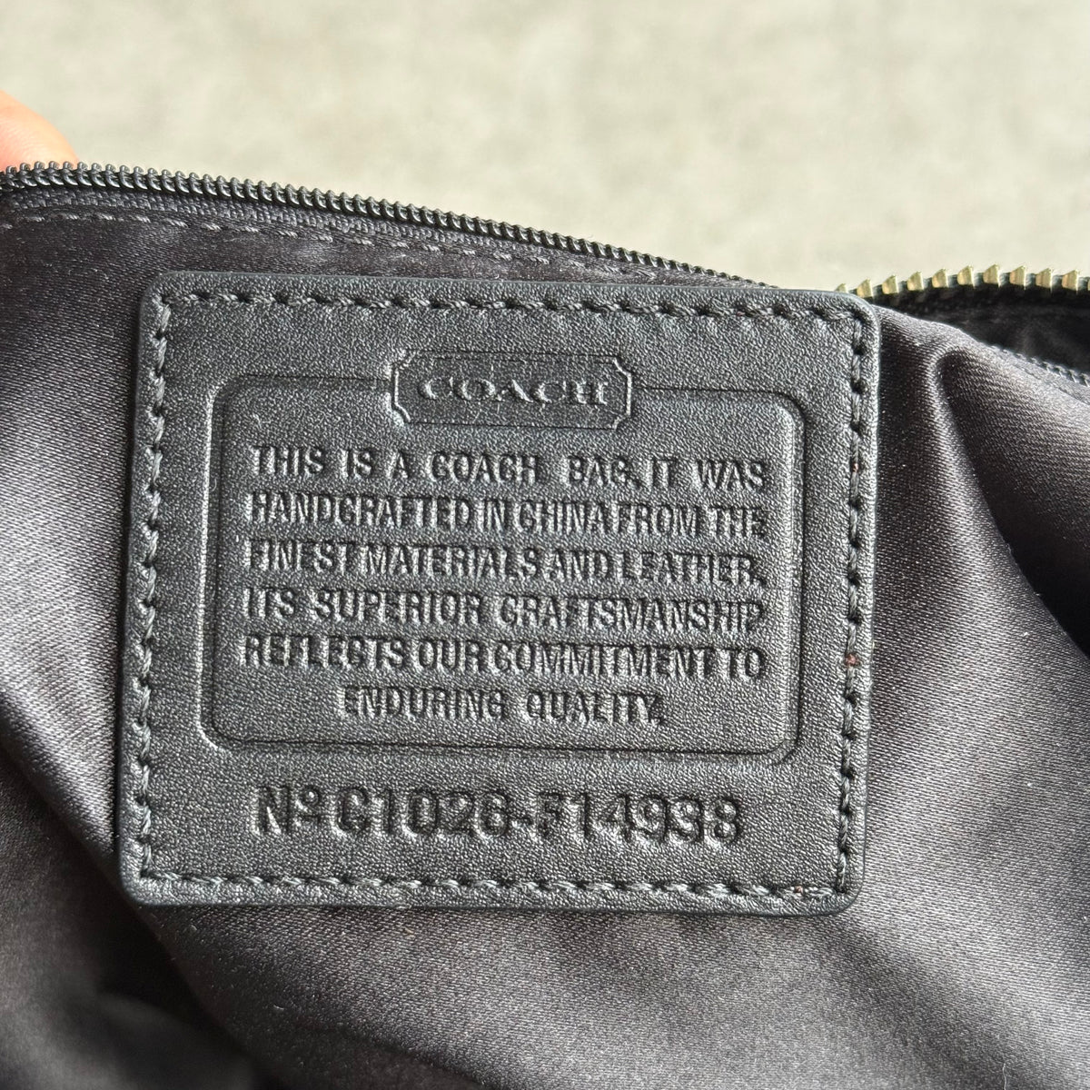 Coach Signature Patent Leather Trim Hobo Bag