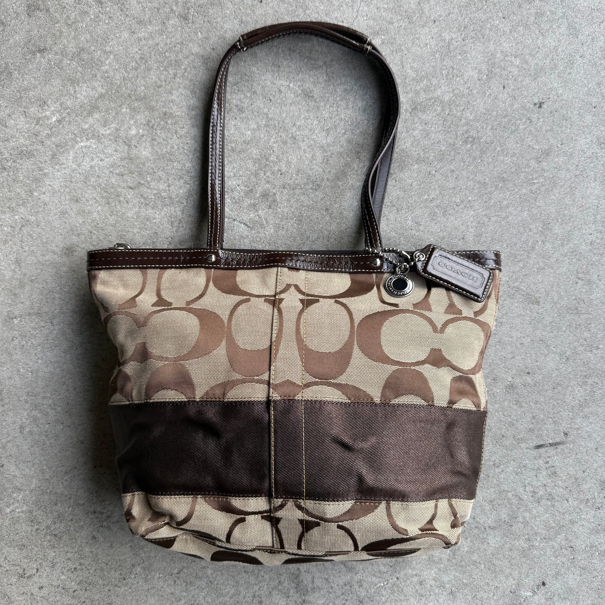 Coach Signature Stripe Tote Bag