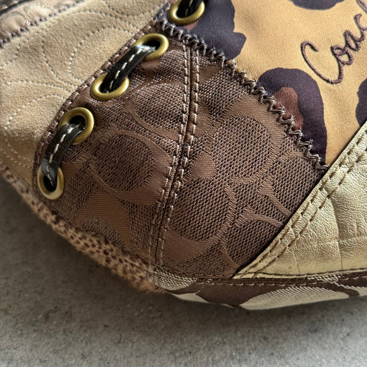 Vintage Coach Patchwork Leopard Hobo Bag