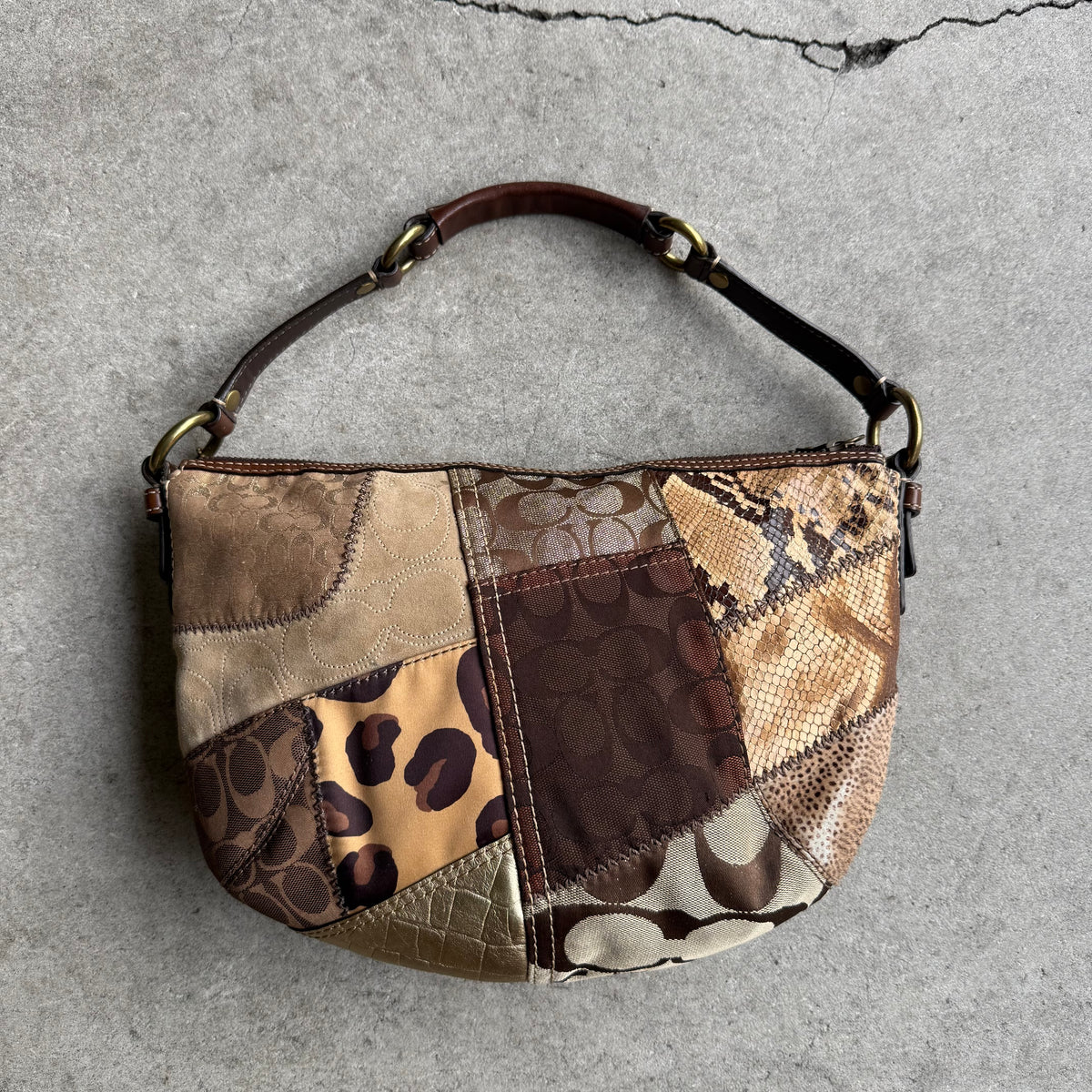 Vintage Coach Patchwork Leopard Hobo Bag