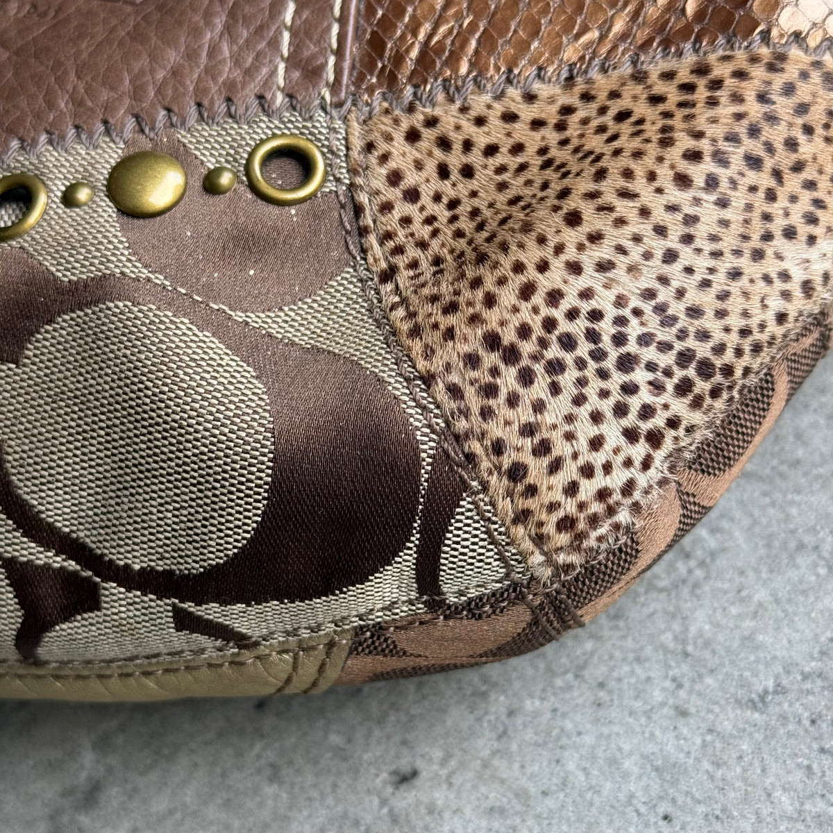 Vintage Coach Patchwork Leopard Hobo Bag