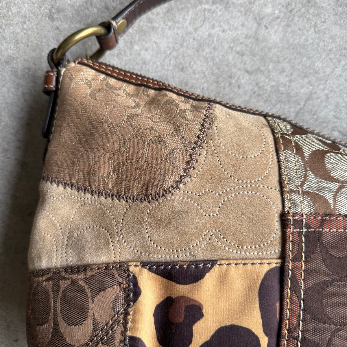 Vintage Coach Patchwork Leopard Hobo Bag