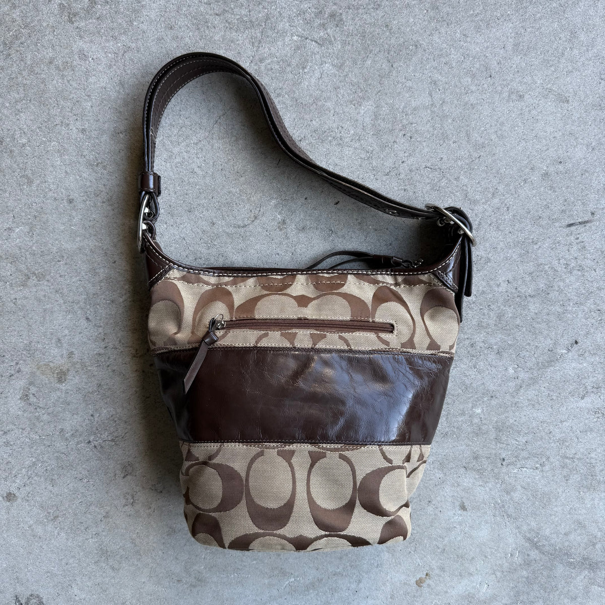 Vintage Coach Signature Rugby Duffel Shoulder Bag
