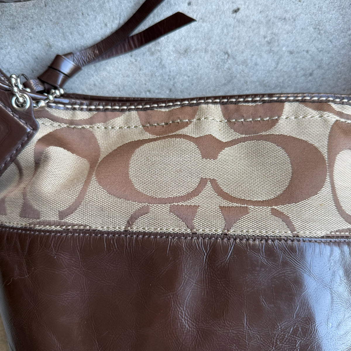 Vintage Coach Signature Rugby Duffel Shoulder Bag