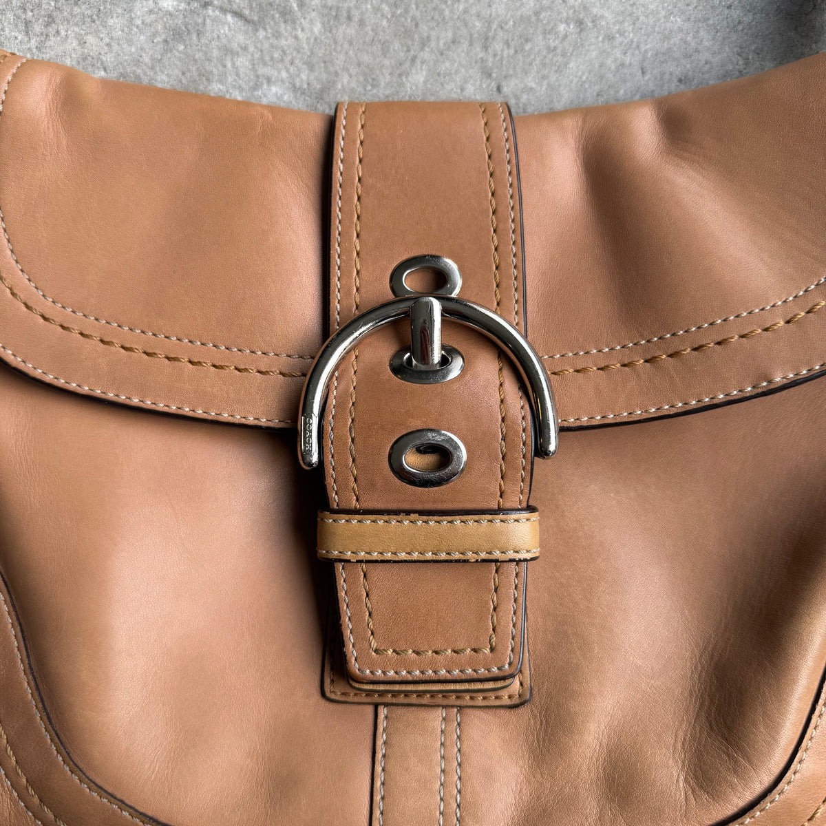 Vintage Coach Tan Leather Soho Shoulder Bag