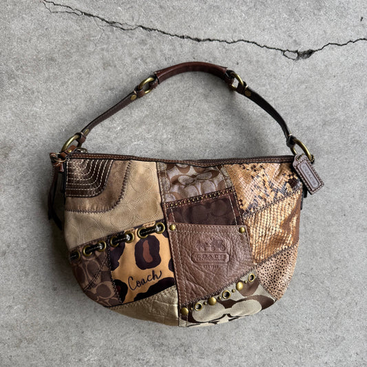 Vintage Coach Patchwork Leopard Hobo Bag