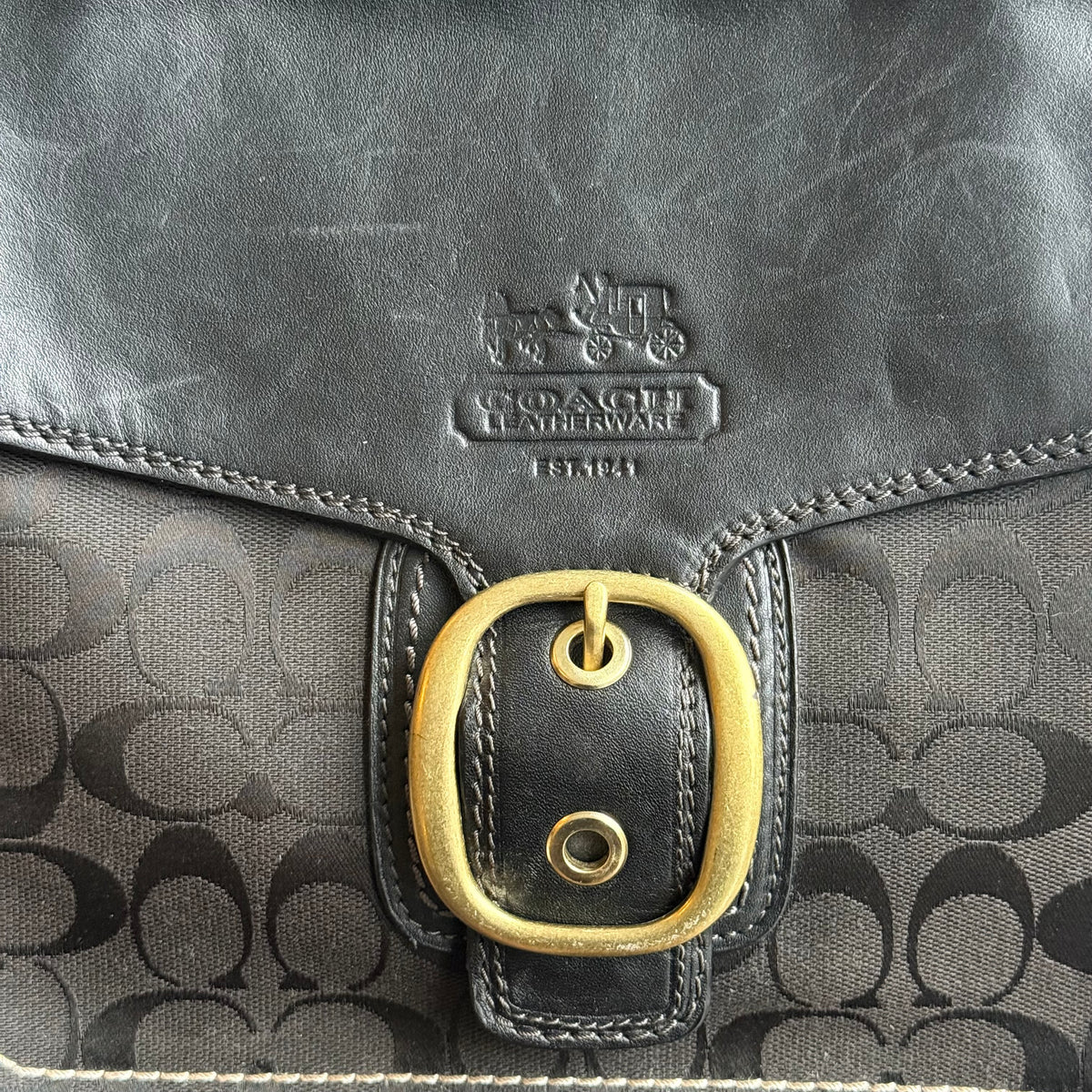 Vintage Coach Bleecker Signature Flap Shoulder Bag