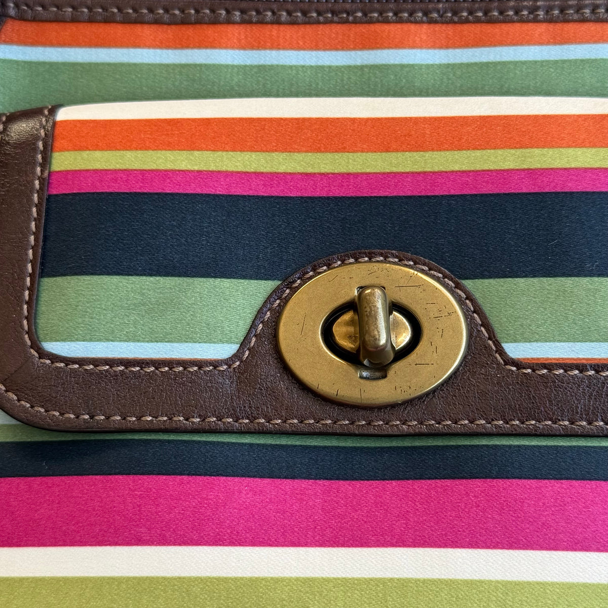Vintage Coach Legacy Stripe Turnlock Mini Shoulder Bag