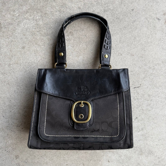 Vintage Coach Bleecker Signature Flap Shoulder Bag