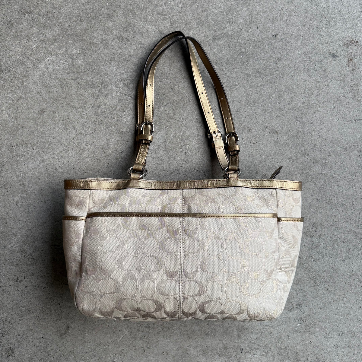 Coach Signature Gold Gallery East-West Tote