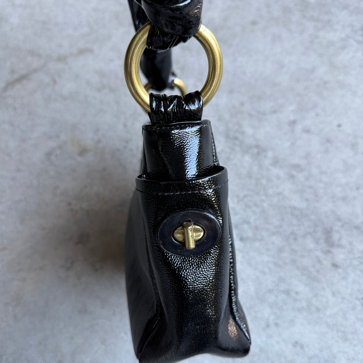 Vintage Coach Patent Leather Knotted Mini Shoulder Bag