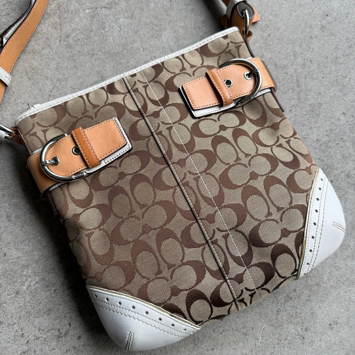 Vintage Coach Signature Jacquard Soho Buckle Shoulder Bag