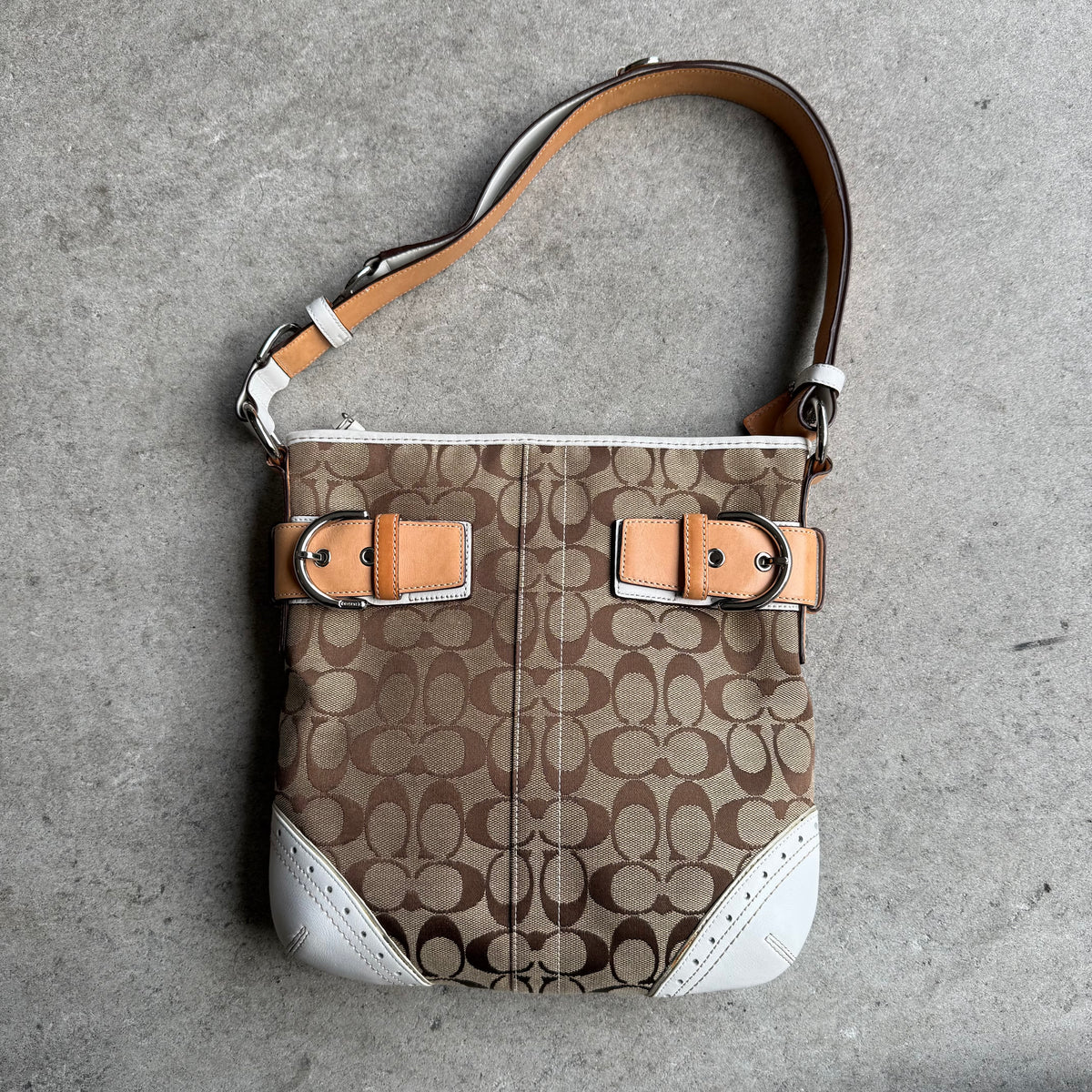 Vintage Coach Signature Jacquard Soho Buckle Shoulder Bag
